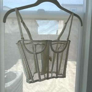 MESHKI Yazmin Mesh & Satin Longline Bustier Size 6 XS Ivory